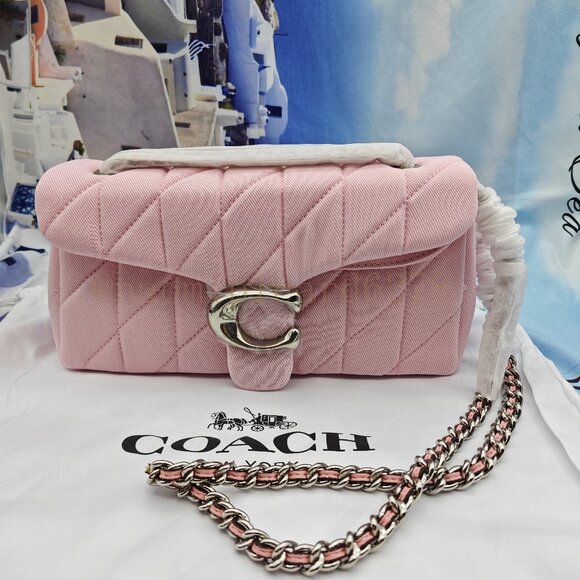 TABBY Coach 26 shoulder bag in quilted coloured denim - Picture 1 of 10